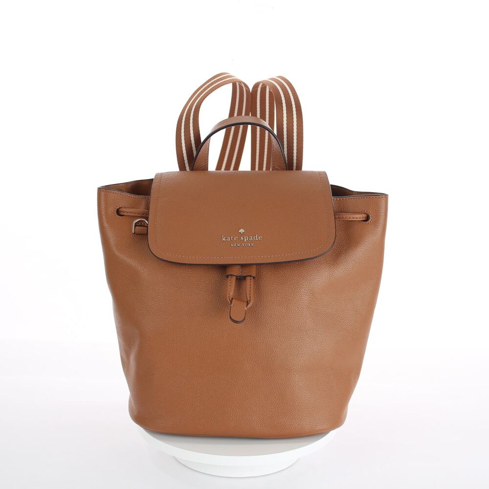 Kate Spade Rosie Medium Flap Backpack Warm Gingerbread Brown Pebbled Leather Bag